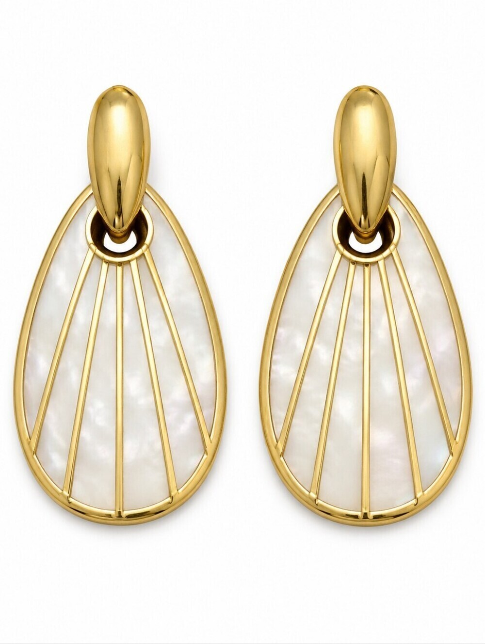 VTG 1980s Art Deco Doorknocker Shell Omega Statement Earrings